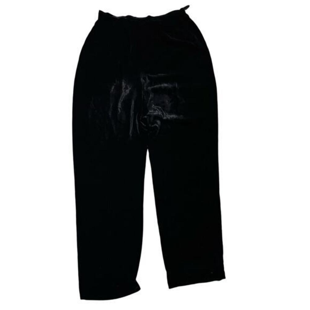 Anne Klein II Velvet Pants Black Wide Leg Trousers Womens 10 Quiet Luxury - Picture 6 of 7